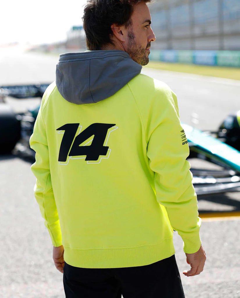 Aston Martin F1 Kimoa Fernando Alonso #14 Lime Hoodie